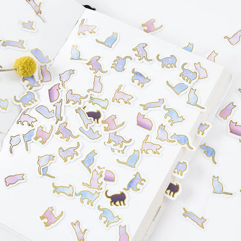 100 шт. Милая кошка бумажная наклейка сделай сам скрапбукинг Kawaii Канцтовары Papeleria