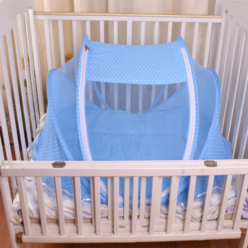 Синяя москитная сетка складная детская с Подушка для путешествий быстрая Одиночная палатка кровать для ребенка младенческий складной матрас
