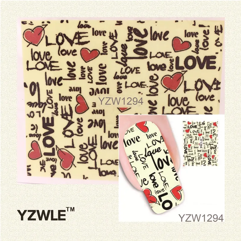 

YZWLE 1 Sheet Chic Love Pattern DIY Decals Nails Art Water Transfer Printing Stickers Accessories For Manicure Salon