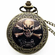 Old Antique Skull Bone Motorcycle Design Gothic Style Pendant Pocket Watch Free Shipping