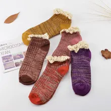 Последние 3 пара винтажные хлопок однотонные ботильоны Носки для женщин/женский/девушка/леди, новые модные летние кружевные тонкий Короткие носки