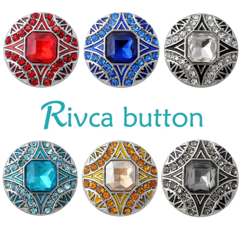 

D02857-6 Hot High Quality crystal styles 18mm Metal Snap Charm Rhinestone Styles rivca Snap Jewelry Women Fashion Handmede Butt