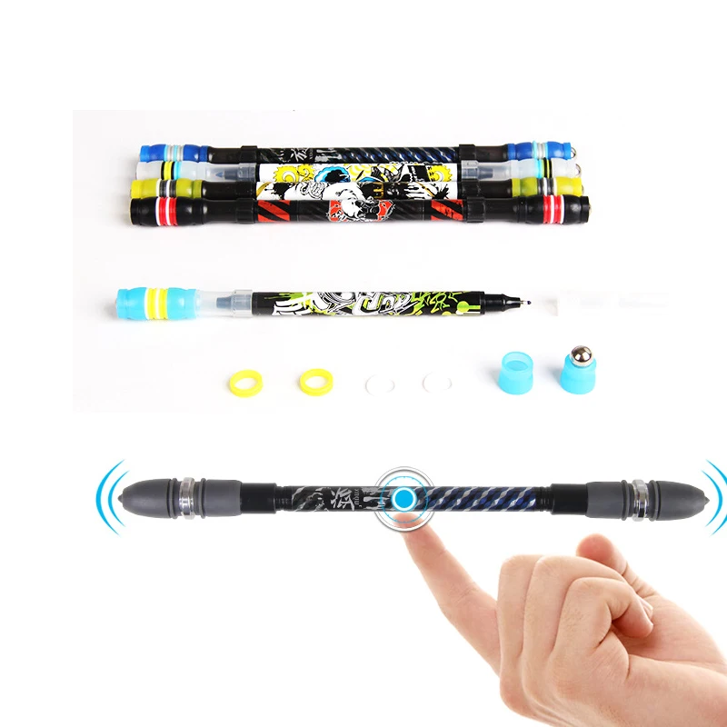 Super Cool Spinning Pen Rotating Gaming Ballpoint Pen Non Slip Coated Spin Rolling Blue Ink Refill Matting Finger Playing Pe