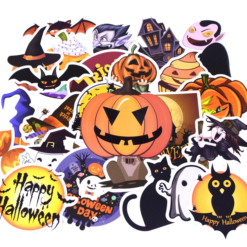 

25pcs/pack Fashion Halloween Day Graffiti Stickers Kid Toy Sticker for DIY Luggage Laptop Skateboard Moto Car Waterproof Sticker