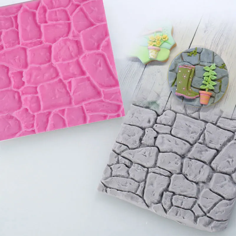 

NEW Cobble Stone Wall Line Grain Forms Silicone Impression Texture Mat Sugarcraft Fondant Mould MF168