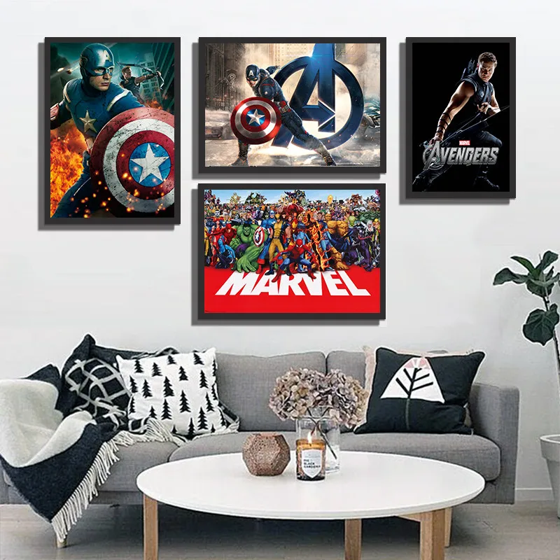 Us 2 69 10 Off Canvas Posters And Prints Captain America Painting The Avenger Steve Rogers Wall Pictures For Bedroom Decor Teens Girls Gift In