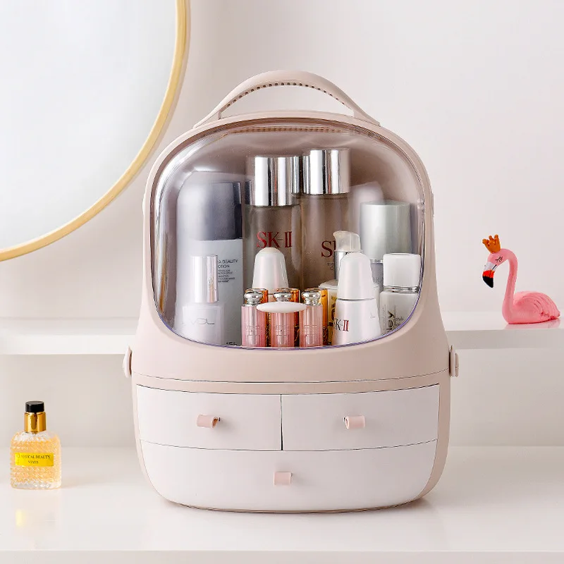 Creative Portable Cosmetic storage box dust rack dressing table desktop skin care products lipstick box mask  cosmetic storage