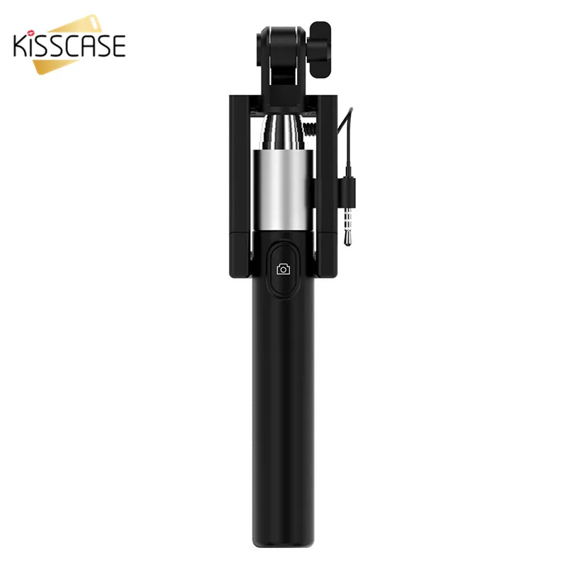 Black KISSCASE 270 градусов регулируемое Универсальное крепление для телефона палка для селфи для iPhone Xiaomi Портативный мини автоспуска для Samsung Galaxy S8 S7 - Цвет: Black