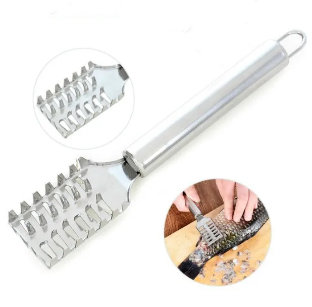 

1PC Stainless Steel Fish Tools Fast Cleaning Fish Skin Fish Scales Brush Shaver Remover Cleaner Descaler Skinner Scaler