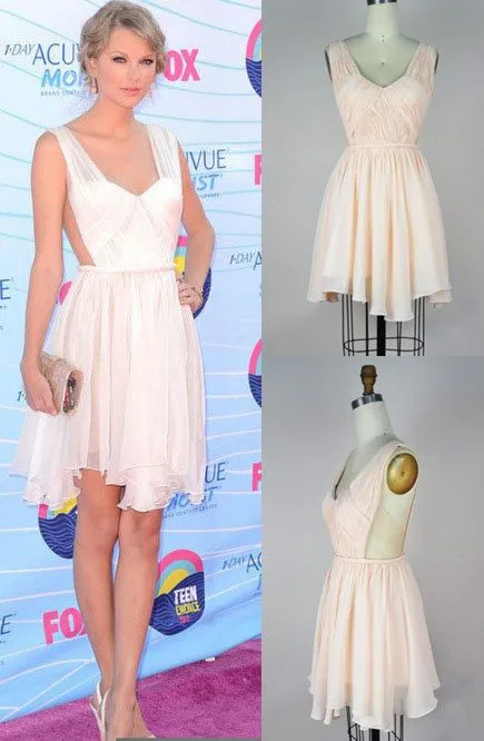 Sheer Straps Bridesmaid Dresses Taylor Backless Celebrity Dress Mini Party Gown With Lace Overlay