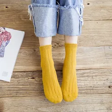 Женские короткие носки, расческа, хлопок, однотонные, яркие цвета, двойные иглы, вязание, повседневные, высокое качество, Осень-зима, теплые носки 6A0931