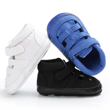 

Boys Summer Breathable Solid Color Classic Newborn Baby Kids First Walkers Crib Bebe Padded Soft Bottom Anti-Slip Shoes j2