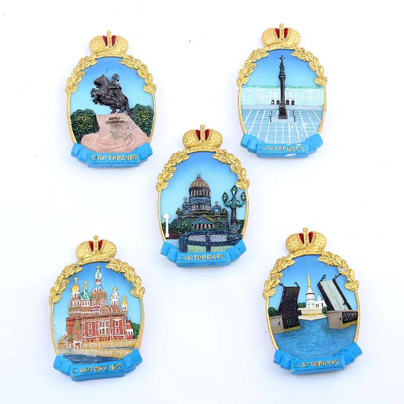 

Travel Souvenirs Famous Buildings Around The World Fridge Magnets Home Decor Crafts Refrigerator Magnetic Stickers 5PCS