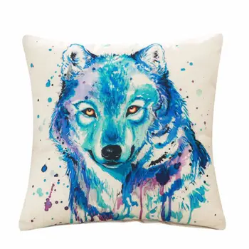 

Moden Style Ink Painting Animal Wolf Elephant Oil Bird Horse Fish Decorative Throw Pillow Case Cushion Cover Sofa Home Decor