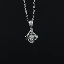 LASAMERO Halo 0.085CT 18k Gold Round Cut Square Center Pave Set Natural Diamond Pendant Necklace Chain Women Fine Jewelry