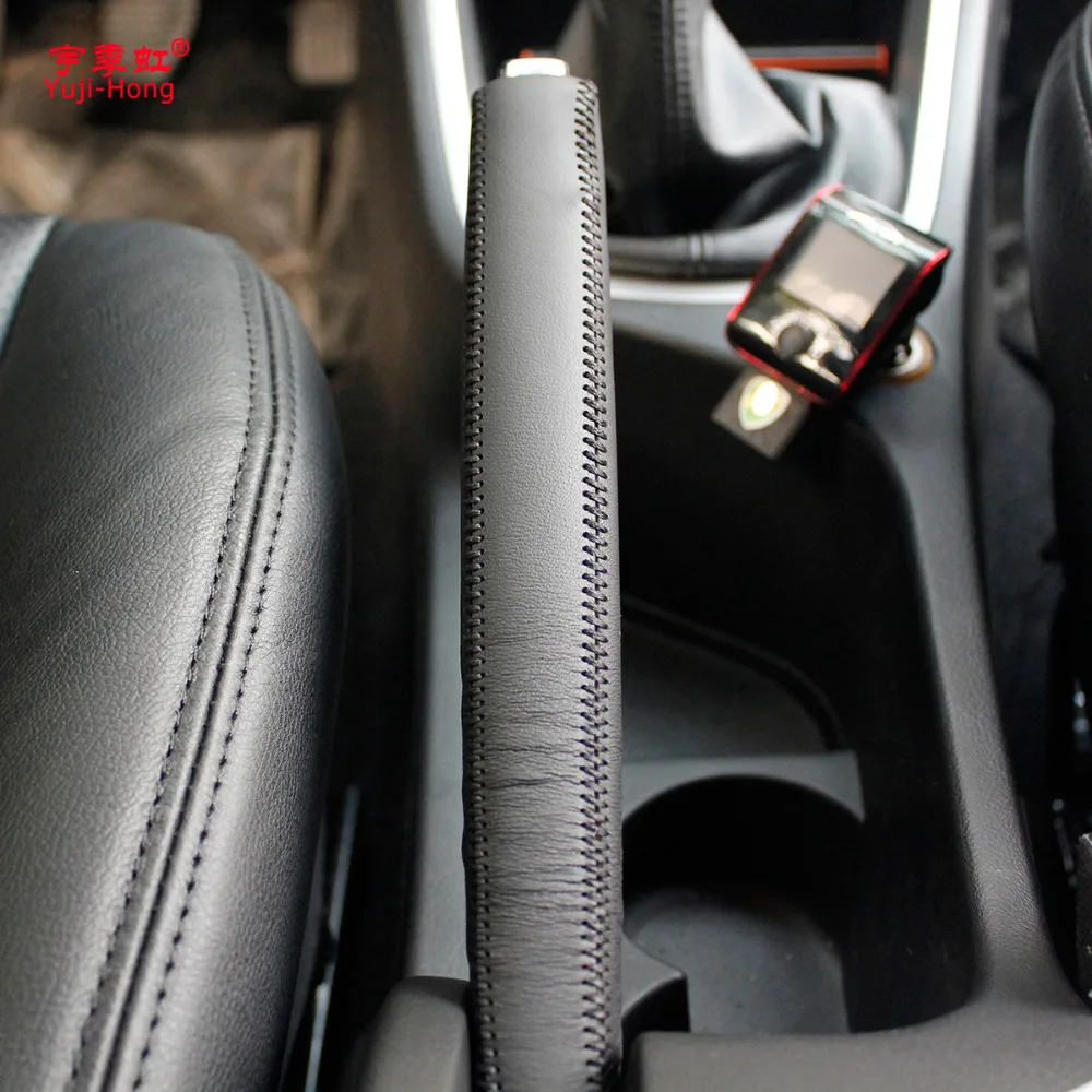 Yuji-Hong автомобильный чехол для ручного тормоза для peugeot 307 308 из натуральной кожи, ручки для ручного тормоза, черный кожаный чехол
