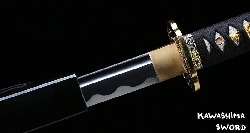 41 дюйм-японский катана, настоящий стальное лезвие ручной ковки, пластичный монтаж, черная глянцевая оболочка Razor Sharp для нарезки соломкой коврик-меч