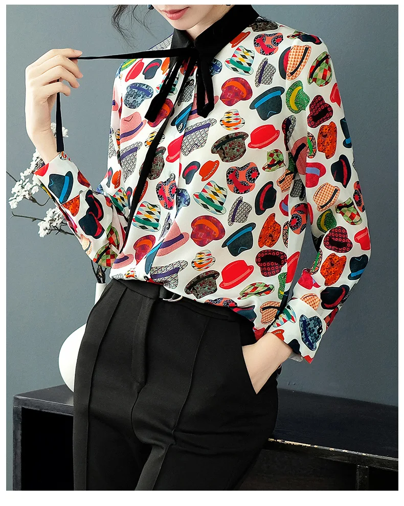 Новые летние шелковые блузки тутового цвета женская рубашка в богемном стиле шелковая сатиновая блузка женская с длинным рукавом P7979