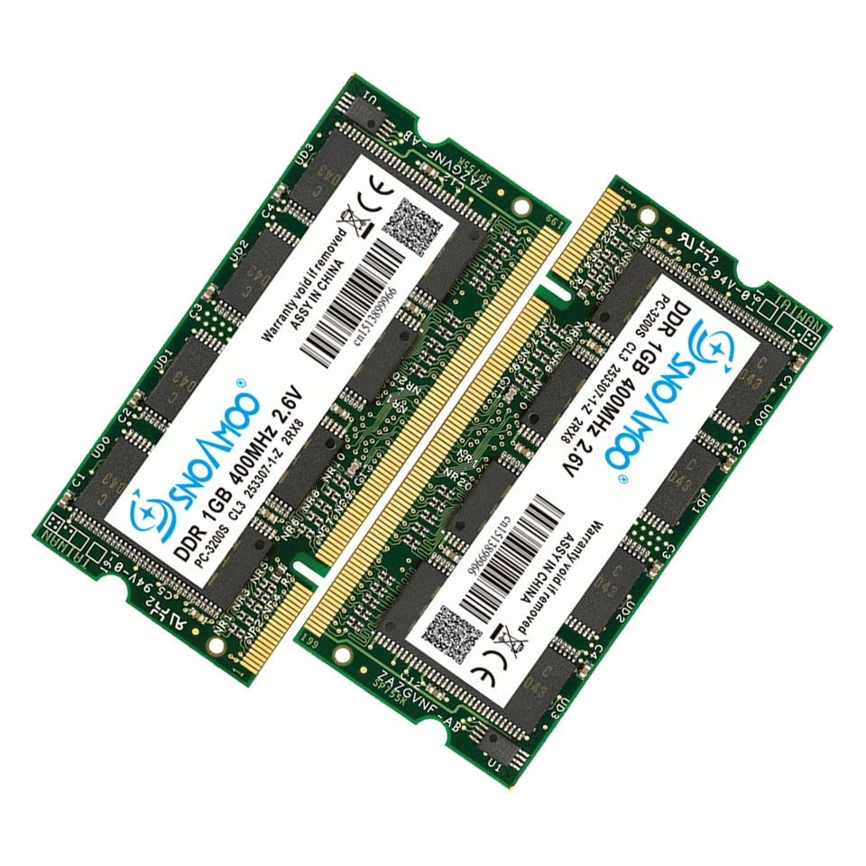 SNOAMOO DDR 333/400 МГц PC-3200 PC-2700 200 Контактов память для ноутбука оперативная память SO-DIMM 1 ГБ для Sodimm памяти ноутбука