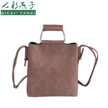 2017 Women Retro Bag Iron Handle PU Leather Luxury Handbags Ladies Pure Color Shoulder Bags Mujer Crossbody Portable Tote P502