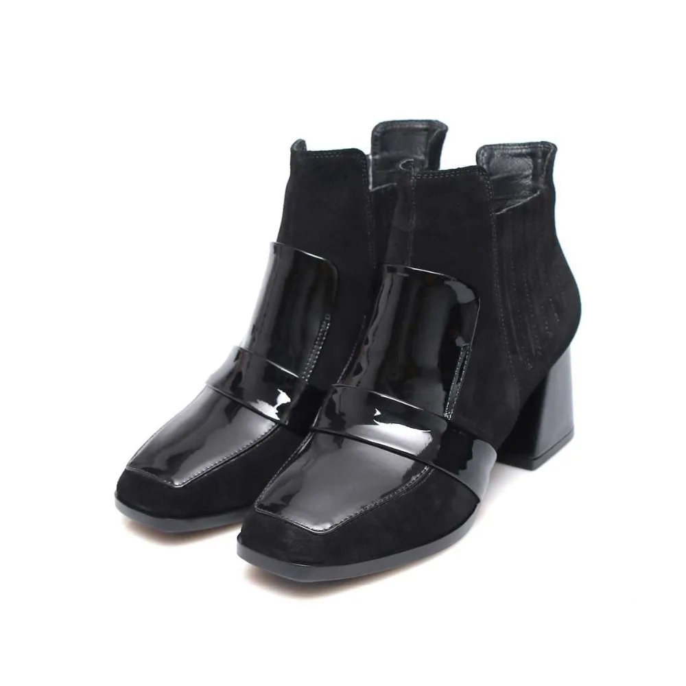 Suede Angle Boots 2017 Winter Genuine Leather Squa