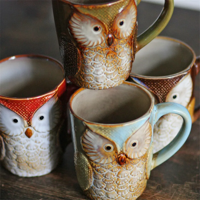 

Owl Mugs Coffee Milk Cups Creative Cute Cup Animal Morning Coffee Mug Ceramic Tea Cups Breakfast Drinkware Christmas Gifts