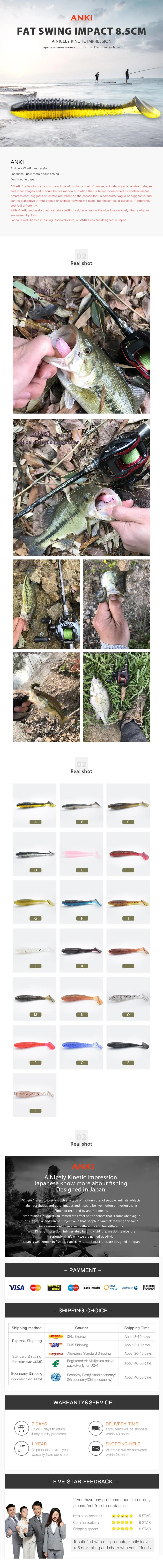 ANKI рыболовные приманки FAT Swing Impact Swimbait 85 мм/5,5 г 10 шт./лот Craws мягкие приманки для рыбалки Мягкие приманки для окуня