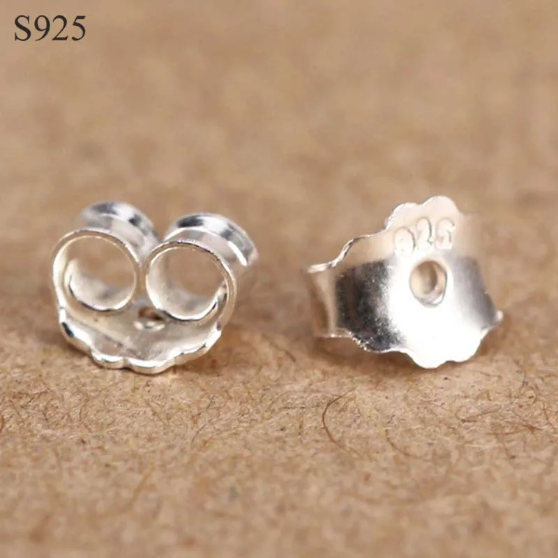 

100~200pcs Genuine Real Pure Solid 925 Sterling Silver Earring Stopper Safety Backs Jewelry Accessories DIY Parts Ear Plugging