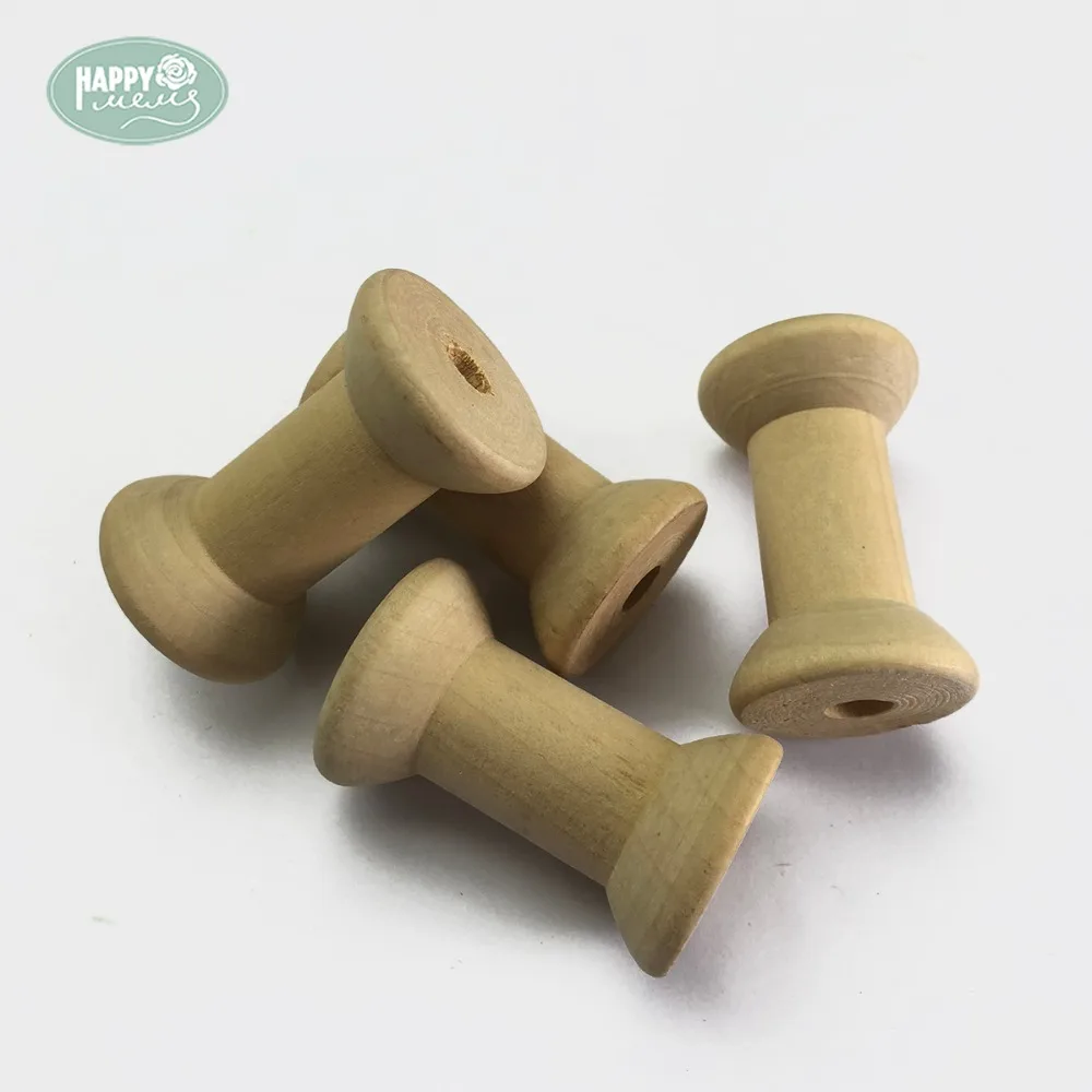 

Happymems 10-30pcs Large Or Mini Size Wood Spools Natural Color Wooden Empty Spool
