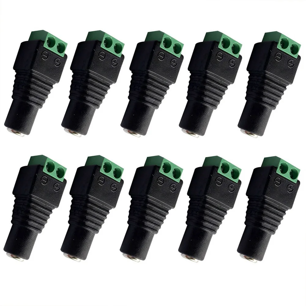 

CCTV Cameras 2.1 x 5.5 5.5*2.1mm DC Female Power Plug Jack Adapter Connector Plug for Single Color LED Strip Light