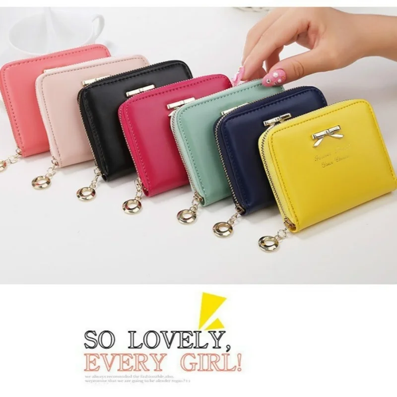 

MoneRffi Women Bow Small Purse Leather Wallet Female Zipper Coin Purse Mini Wallet Overwatch Porte Monnaie Femme