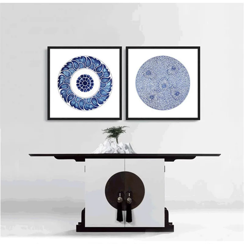 

HAOCHU Chinese Style Canvas Decoration Painting Classical Disc Abstract Pattern Home Study Living Room Mural Wall Arts Poster