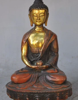

8"tibet buddhism Bronze copper gilt sakyamuni Shakyamuni Medicine Buddha statue