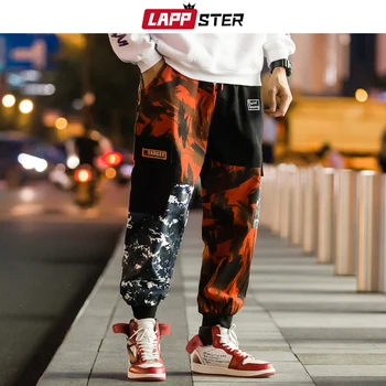 

LAPPSTER Men Color Block Cargo Pants 2020 Streetwear Hip Hop Harem Pant Ankel Length Camo Pants Patchwork Sweatpants Camouflage