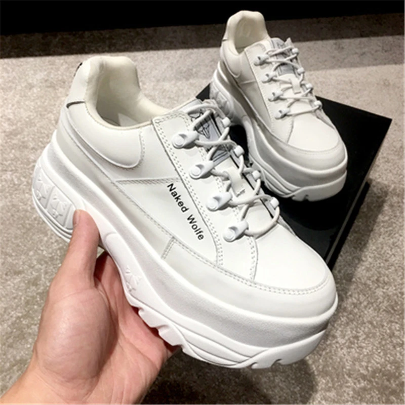 Zapatillas blancas de cuero genuino para mujer 2019 primavera otoño nuevos diseñadores zapatillas damas moda plataforma Mujer Zapatos|Zapatos de tacón de mujer| - AliExpress