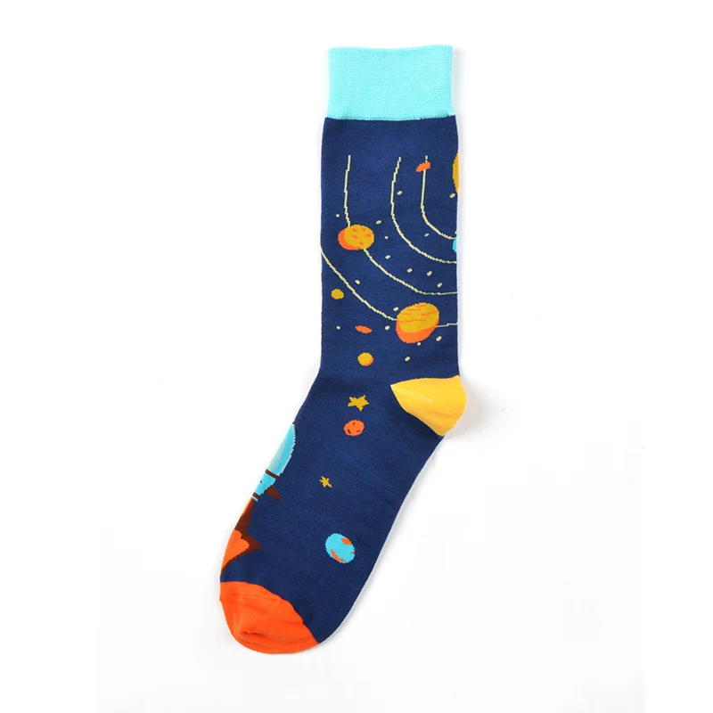 Забавные хлопковые носки с изображением космонавта, Счастливого скейтборда, крутые креативные короткие носки, пара носков для женщин и мужчин, новинка, забавные уличные носки - Цвет: Starry sky