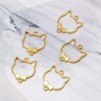 

5Pcs Cute Bowtie Cat Blank Resin Frame Pendant Open Bezel Setting Jewelry Making