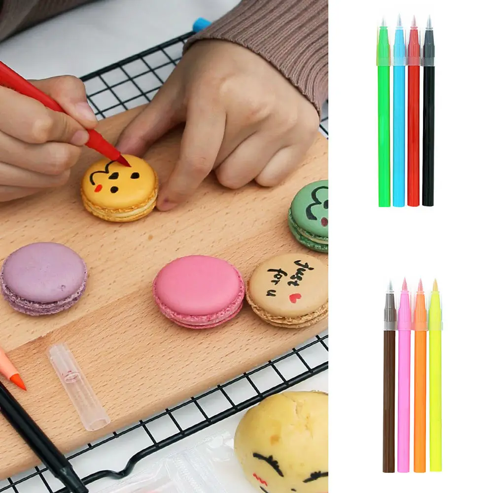 

4PCS Food Grade Edible Ink Pen Rainbow Dust 'Paint It!' Colouring Cake Decorating Pigment Pen Hand-painted Baking