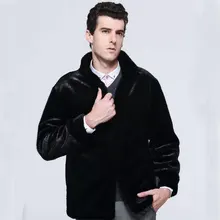 Лидер продаж, мужские пальто из искусственного меха норки, роскошные кожаные куртки с воротником «Мандарин», утепленная деловая Мужская одежда, большие размеры S~ 3XL