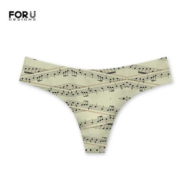 FORUDESIGNS; декор из музыкальных нот; принтами Для женщин Мода трусики ультра тонкие с низкой талией женские трусики G стринги дышащие нижнее белье - Цвет: HX1017AY
