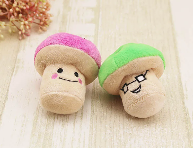 

New Dog Toys Pet Puppy Chew Squeaker Squeaky Plush Sound Vegetable Cute Mushroom for Small Cat Dog Sound Toys Wholesales