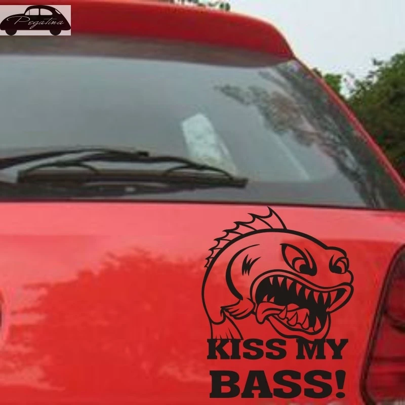 KISS MY BASS FUNNY FISHING BAIT BOAT HOBBIES CAR WINDOW STICKER