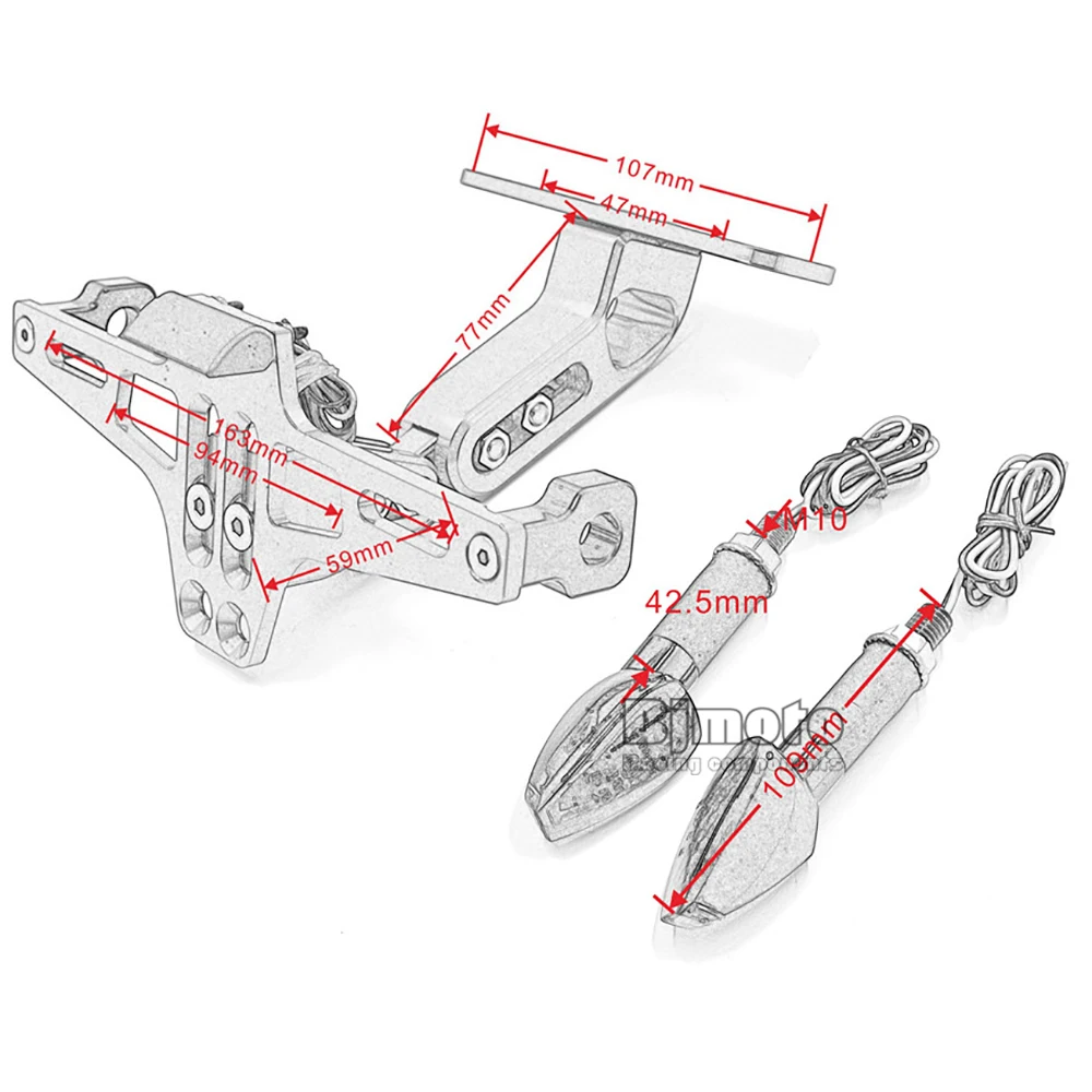 Bjmoto Мотоцикл Алюминиевый Кронштейн номерного знака держатель номерного знака Рамка с светодиодный свет для Honda CB 750 CB1000r CB1300 CB400