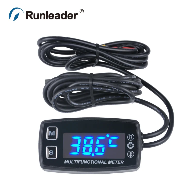 RL-HM035LT LED Tach/Hour Meter thermometer temperature meter for gasoline marine outboard paramotor - 32729564306