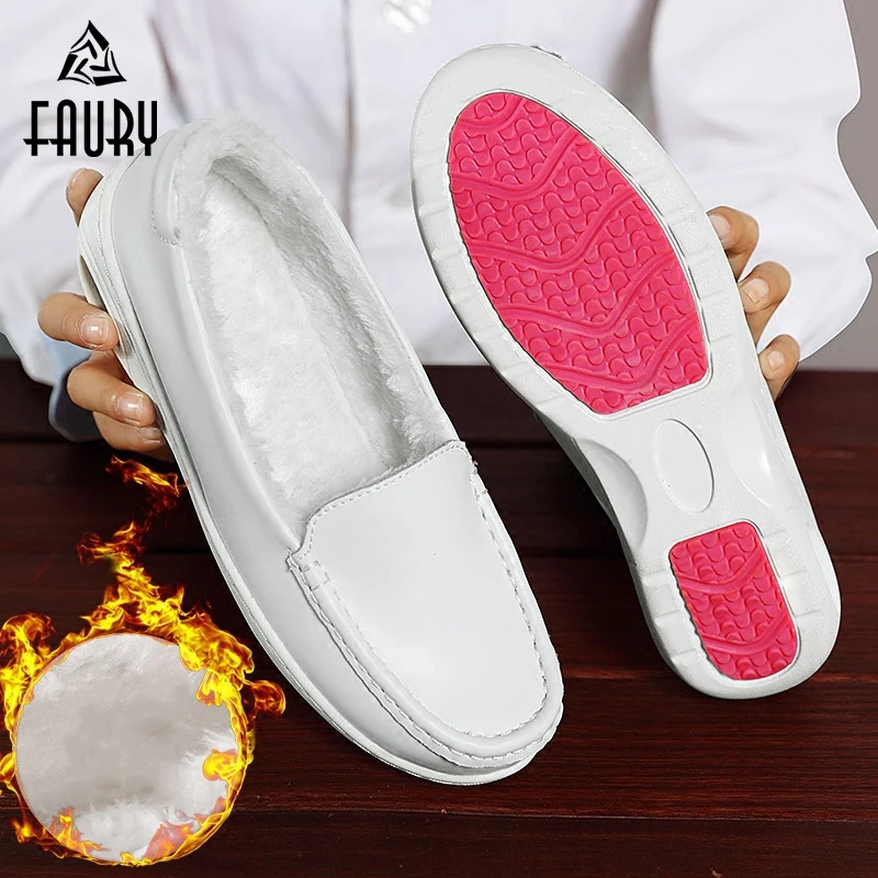 

Hospital Nurse Doctor White Work Shoes Women Female Deodorant Warm Thick Wedge Breathable Cushion Soft Shoes Medical Supplies