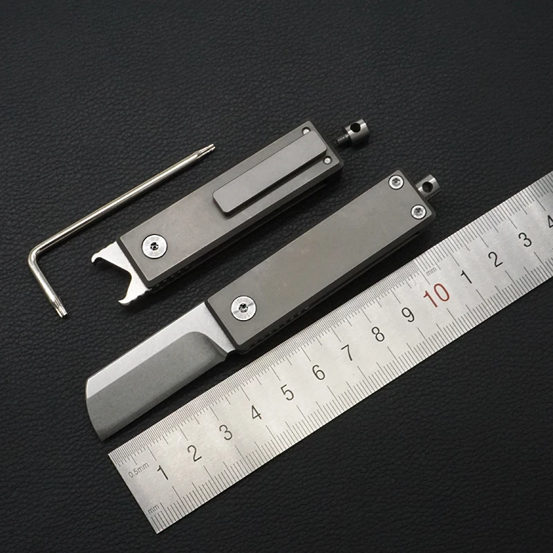 

MIKER S35vn multi-purpose pocket knife key ring folding knife TC4 titanium alloy handle outdoor camping survival pocket knife