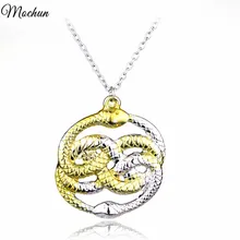 Mqchun никогда не Бесконечная история двойной змей смешанные auryn золото и серебро pandemonium цепи Цепочки и ожерелья Косплэй подарок