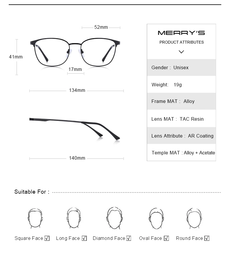 Merry's для мужчин и женщин модные овальные очки оправа Унисекс Близорукость рецепт оптические очки S2046