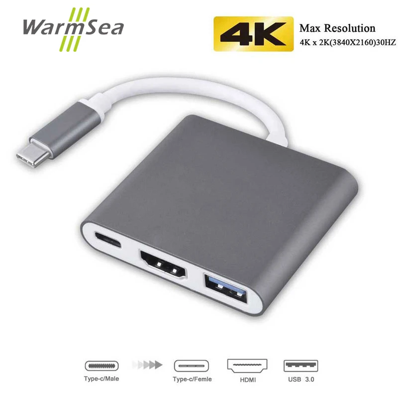 3 в 1 usb type C концентратор к HDMI адаптер 4 K Поддержка nintendo switch USB Hub 0 с тип c доставка