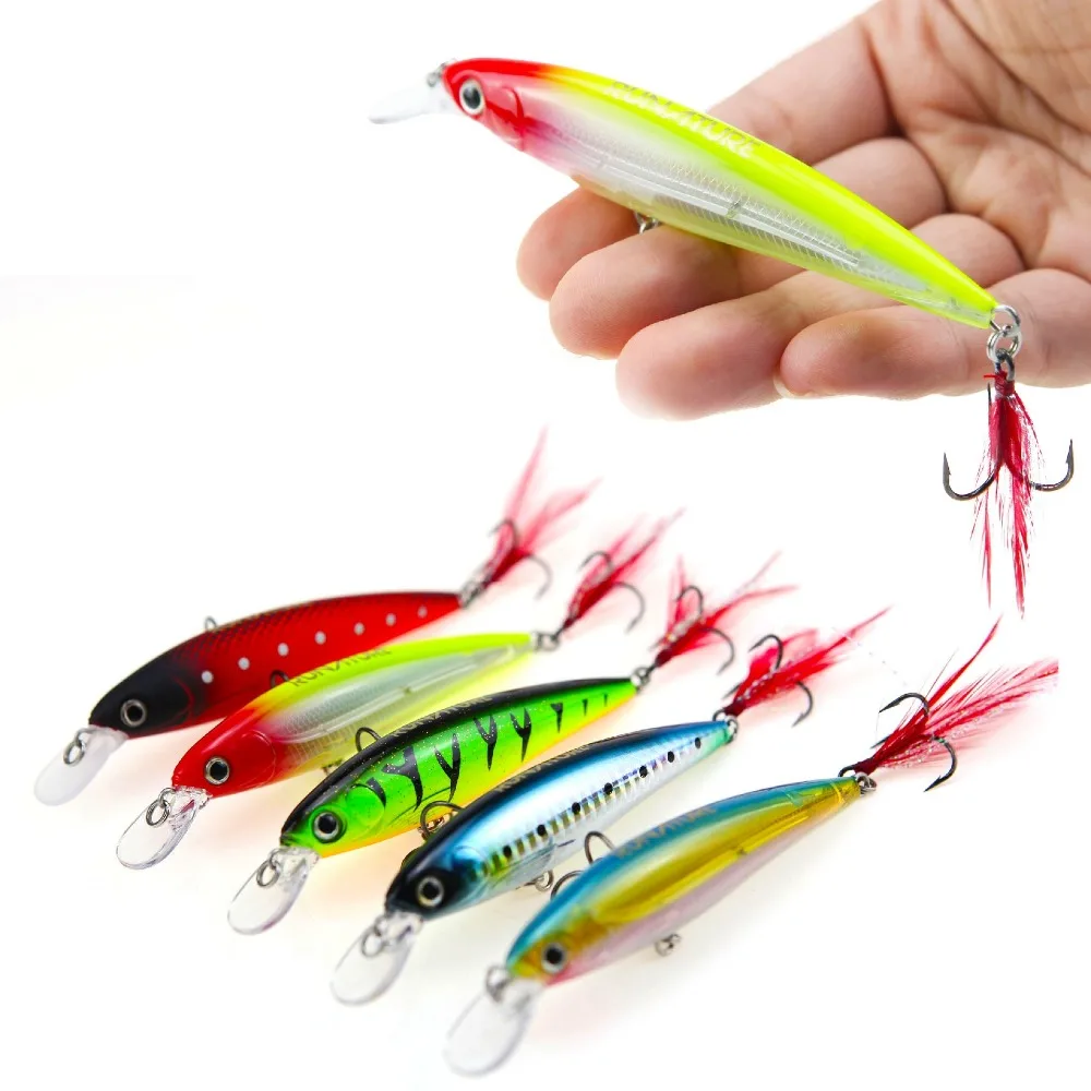 

Runature Luck Minnow Fishing Lure colorful Shape Fishing Wobblers Tackle 100mm/12.8g/1pc Hard Artificial Lures with VMC Hooks